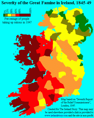Severity of the great famine map